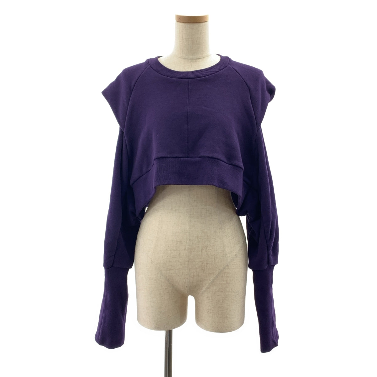 UN3D / アンスリード | パワーショルダーショート スウェット トレーナー | F | パープル | レディース