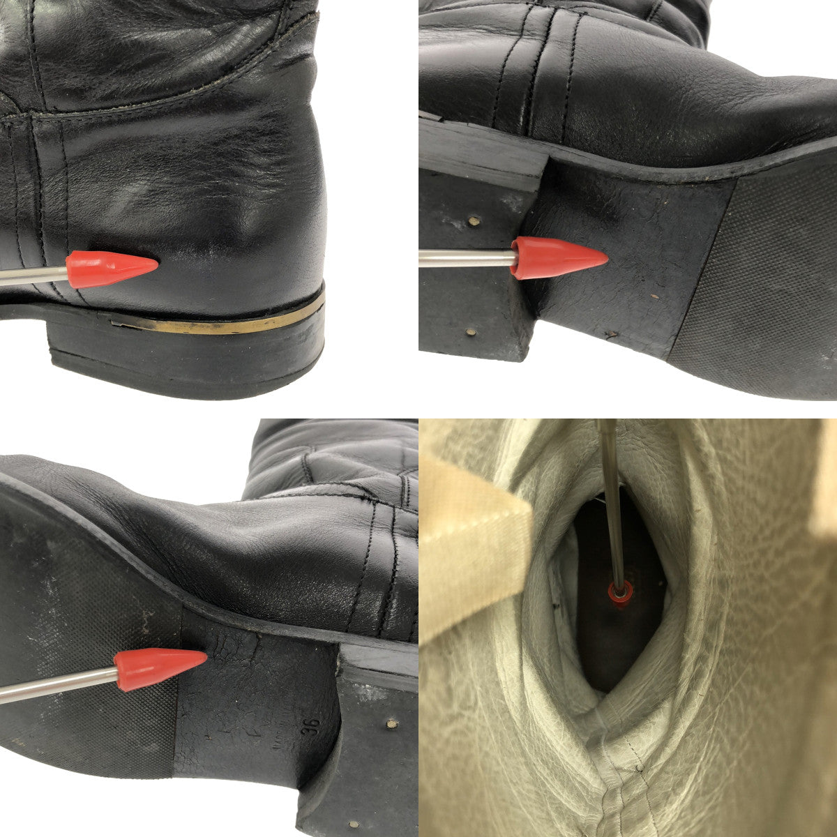 GOLDEN GOOSE / 골든구스 | RIDER LEATHER 빈티지 가공 롱 부츠 | 36 | 블랙 | 여성