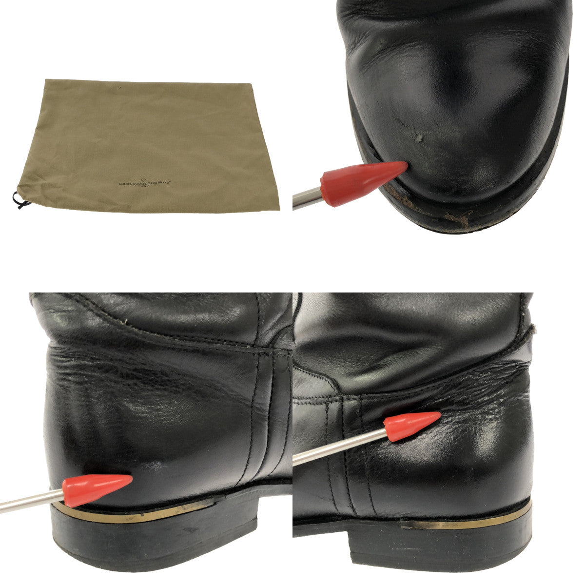 GOLDEN GOOSE / ゴールデングース | RIDER  LEATHER ヴィンテージ加工 ロングブーツ | 36 | ブラック | レディース