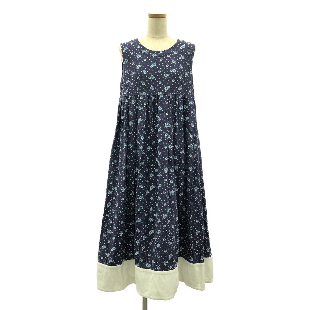 COMME des GARCONS COMME des GARCONS / Comme des | 2022春夏 |花卉印花混合材質無袖連身裙 | S |藍色/白色|女性的