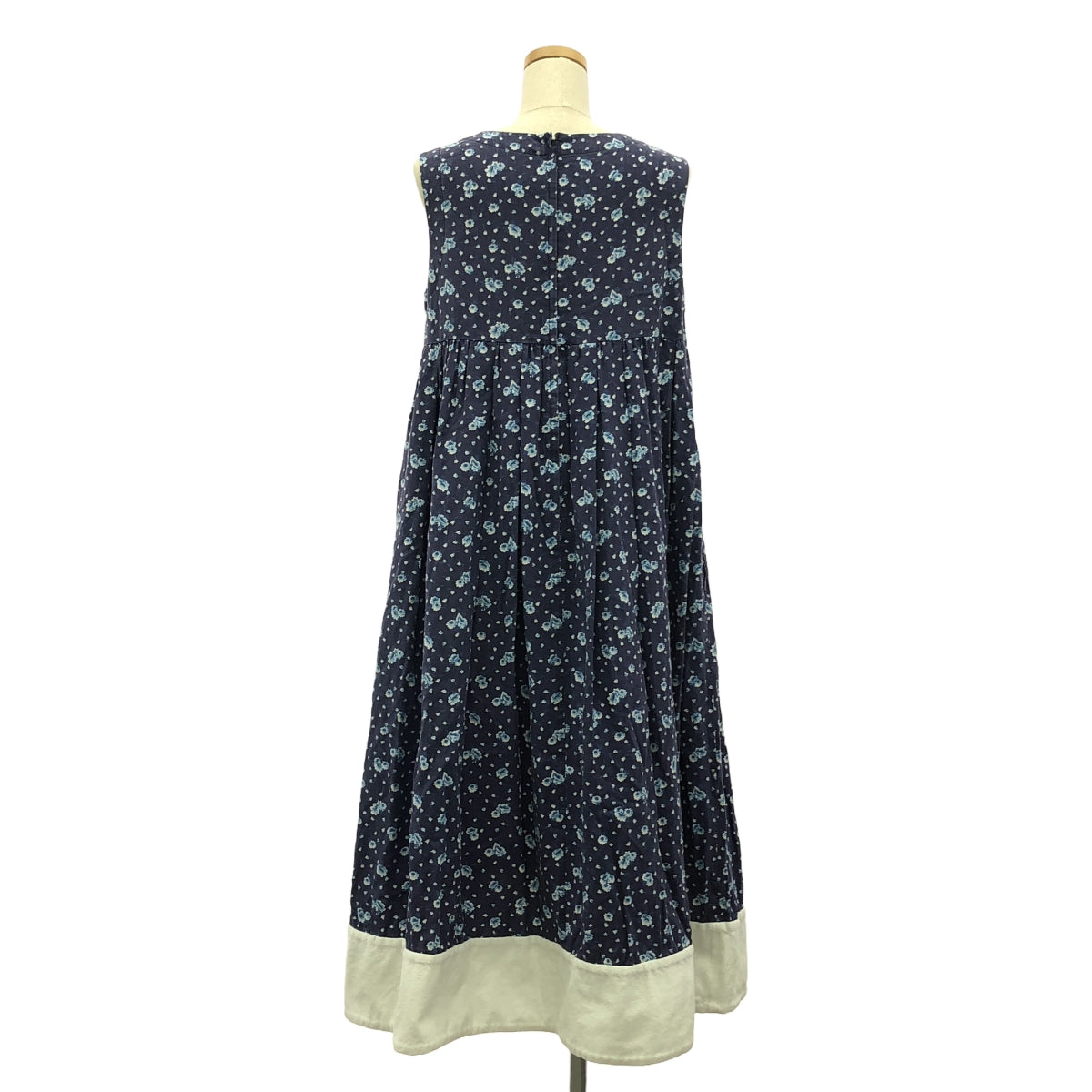 COMME des GARCONS COMME des GARCONS / Comme des | 2022春夏 |花卉印花混合材質無袖連身裙 | S |藍色/白色|女性的