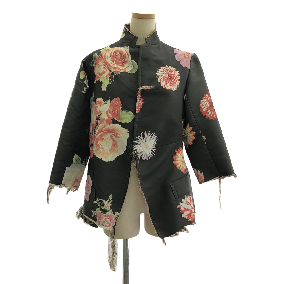 [品相良好] Y's / Y's 山本耀司 |剪裁、磨損提花刺繡鏤空夾克 |尺寸 3 |炭黑色/多色 |女性的