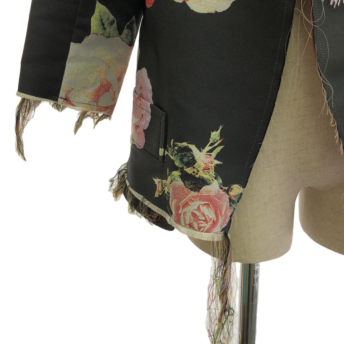 [品相良好] Y's / Y's 山本耀司 |剪裁、磨損提花刺繡鏤空夾克 |尺寸 3 |炭黑色/多色 |女性的