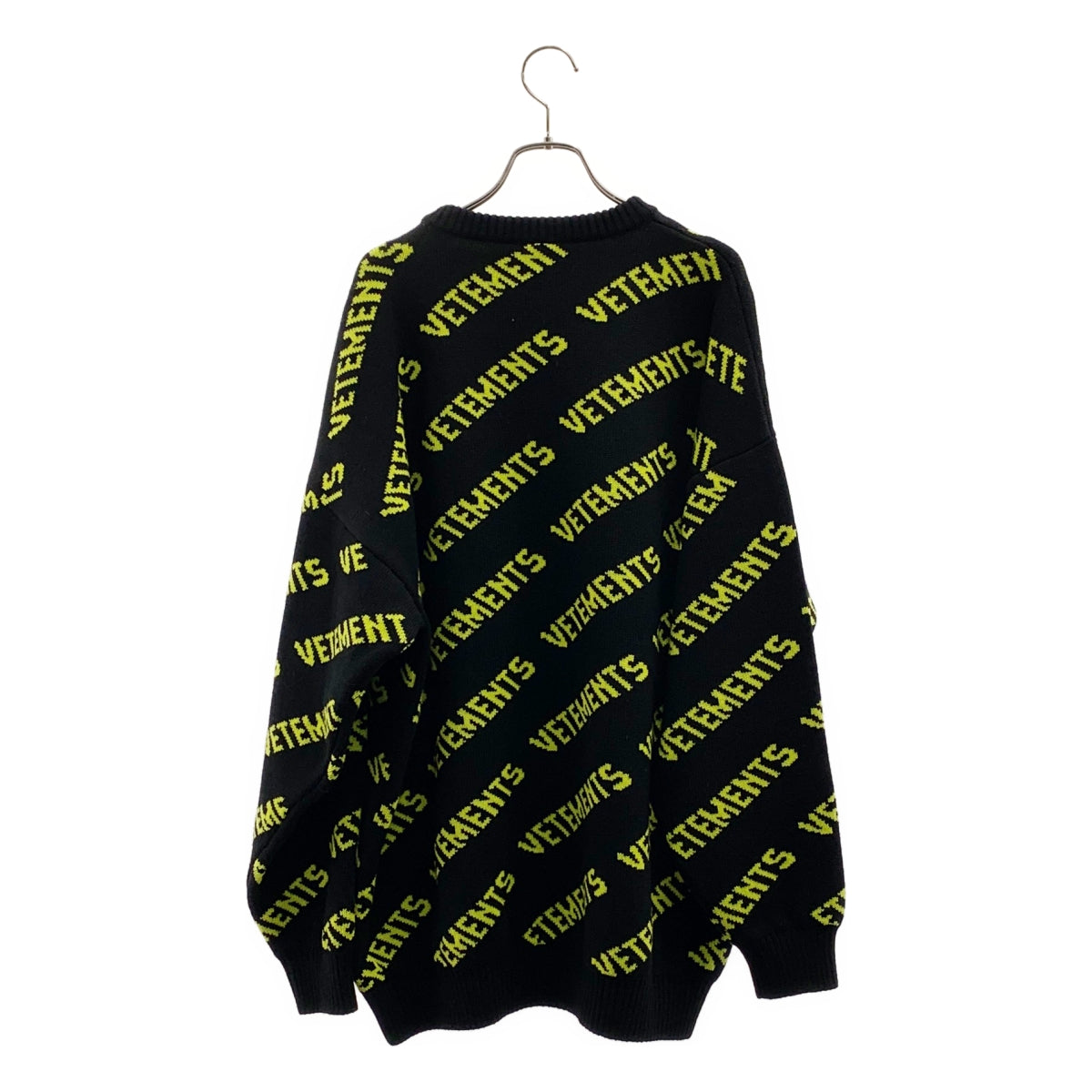 VETEMENTS / ヴェトモン | Monogram Knit ウール モノグラム ニット | S | ブラック/イエロー | メンズ