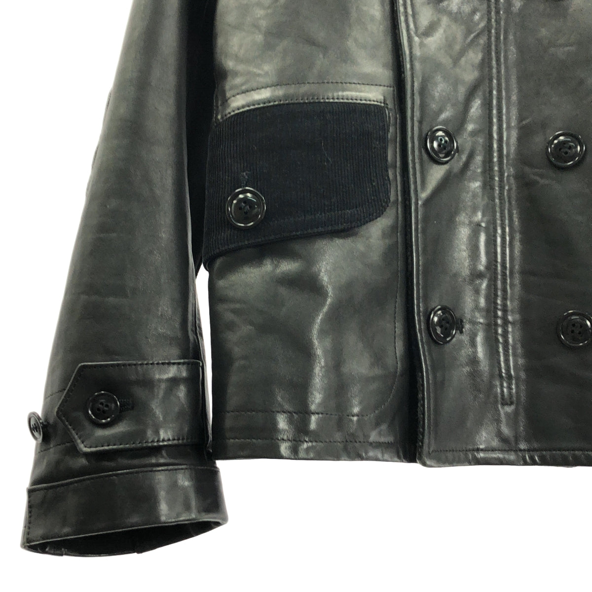 JUNYAWATANABE COMMEdesGARCONS MAN / ジュンヤワタナベマン | 2011AW | レザー コーデュロイ切替 エルボーパッチ コルビジェジャケット | XS | メンズ