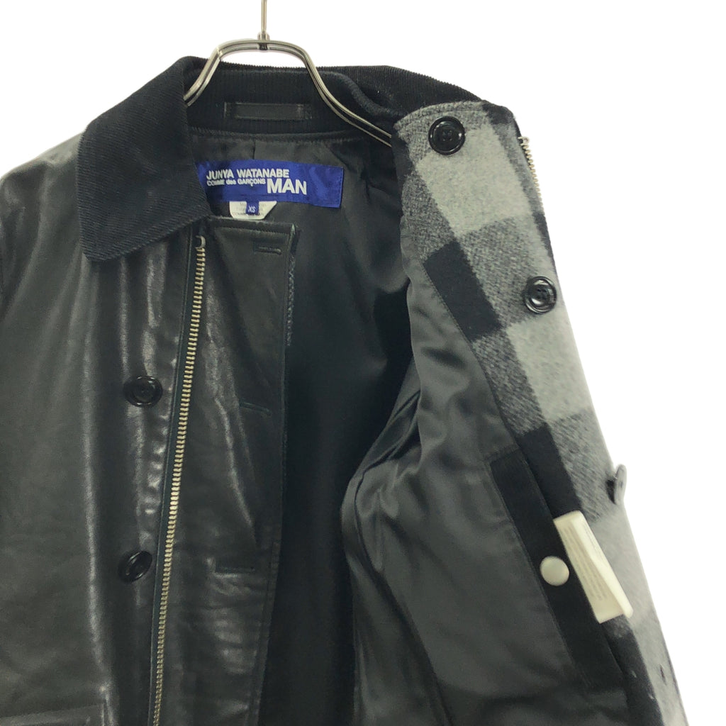 JUNYAWATANABE COMMEdesGARCONS MAN / ジュンヤワタナベマン | 2011AW | レザー コーデュロイ切替 エルボーパッチ コルビジェジャケット | XS | メンズ