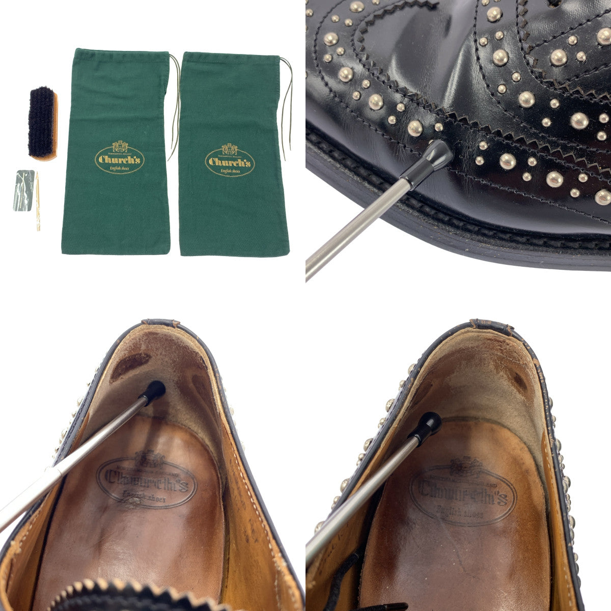 Church's / チャーチ | BURWOOD MET スタッズ ウイングメダリオンチップ レザー シューズ | 39 | ブラック / シルバー | メンズ