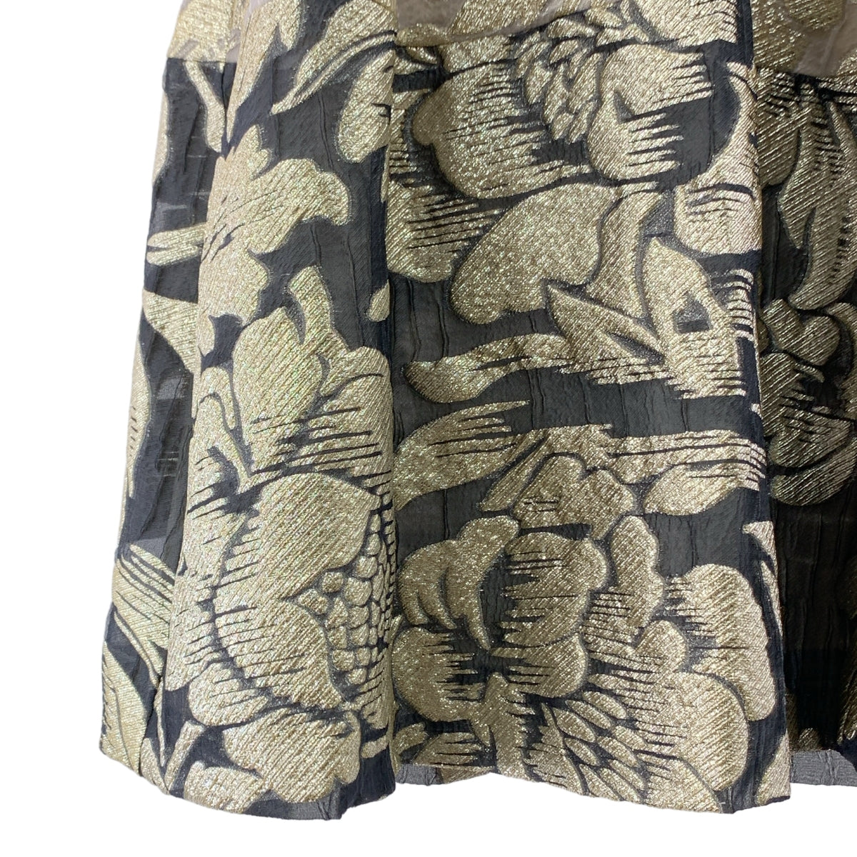【美品】  Lela Rose / レラ ローズ | フラワージャガード フレア ドレス ワンピース | 0 | シルバー/ゴールド/グレー | レディース