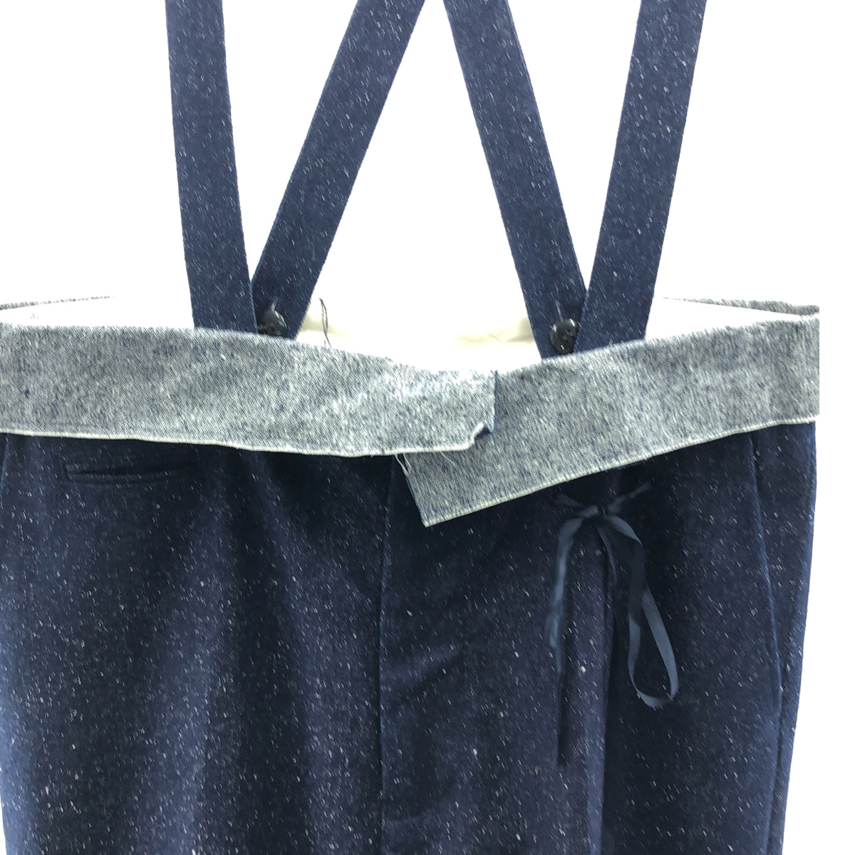 【新品】  Midorikawa / ミドリカワ | 2022AW | × NGAP /エヌジーエイピーコラボ SUSPENDER SLACKS シルク デニム サスペンダースラックス パンツ | S | インディゴ| メンズ