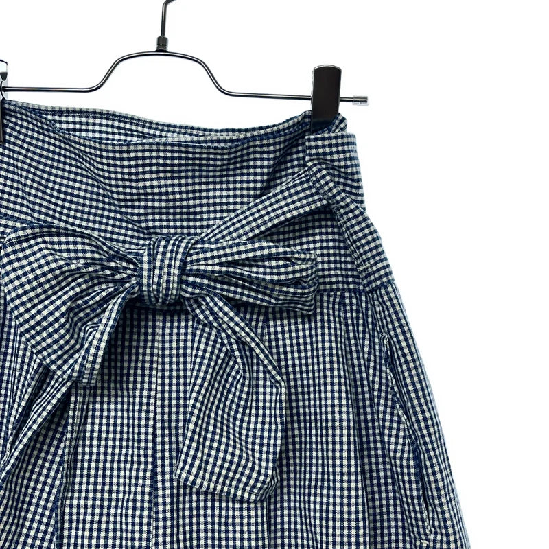 WHEAT and SILVER / ウィートアンドシルバー | コットン チェック ラップ ワイドパンツ | F | レディース