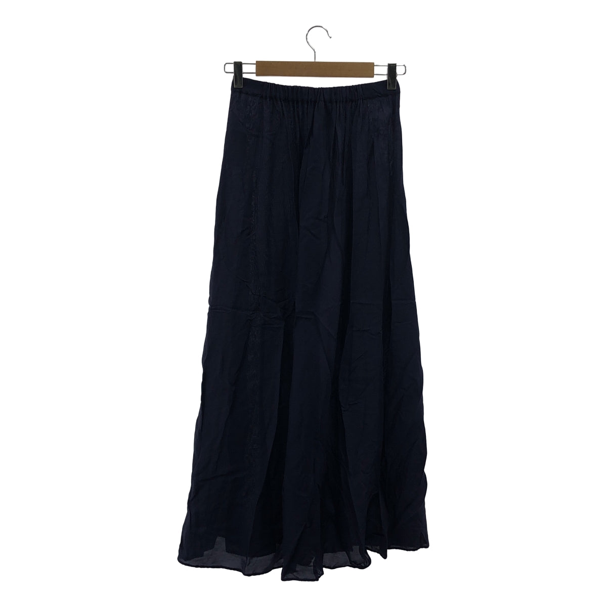 ATON / エイトン | 2020SS | NATURAL DYE CUPRA SILK KERSEY FRONT DRAPED SKIRT フロントドレープ スカート | 2 | ネイビー | レディース
