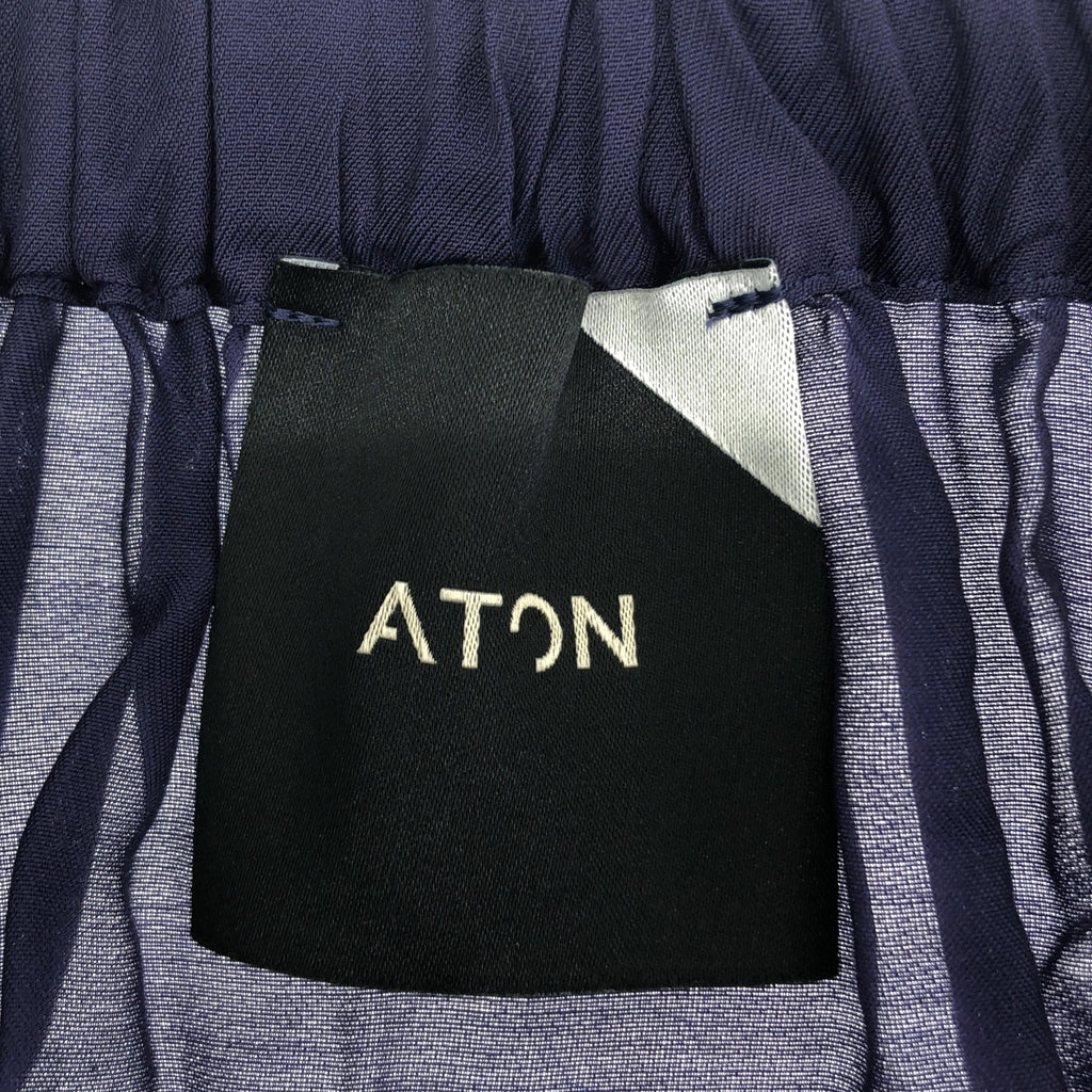 ATON / エイトン | 2020SS | NATURAL DYE CUPRA SILK KERSEY FRONT DRAPED SKIRT フロントドレープ スカート | 2 | ネイビー | レディース