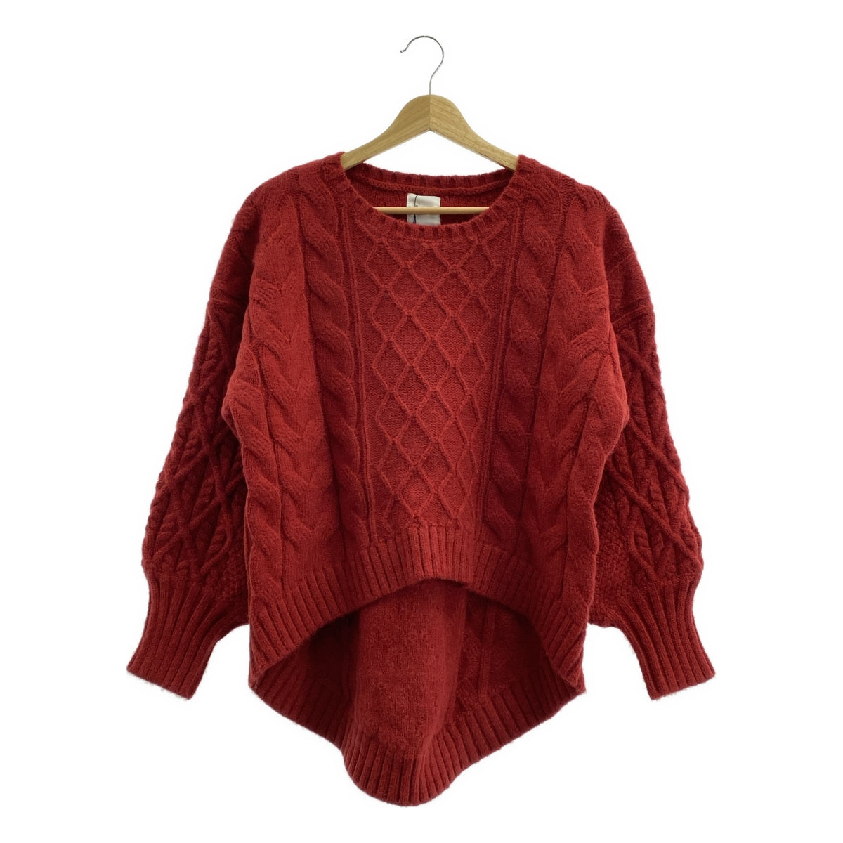 【美品】  Re:poris / レポリス | ウール オーバーシルエット ケーブル アラン ニット セーター | F | ボルドー | レディース