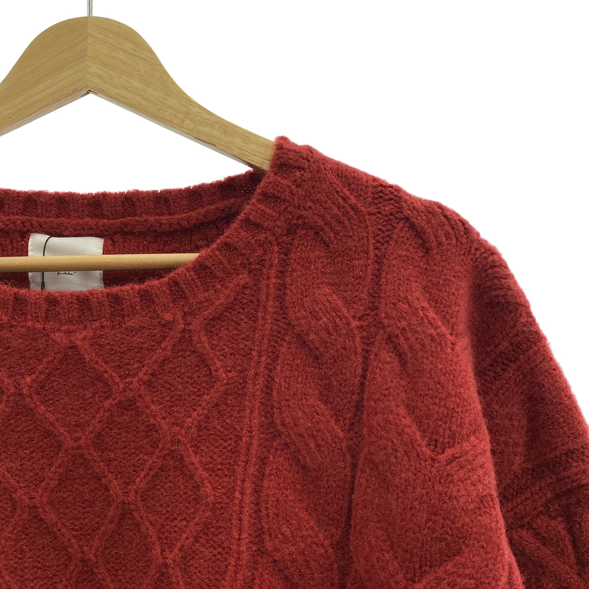 【美品】  Re:poris / レポリス | ウール オーバーシルエット ケーブル アラン ニット セーター | F | ボルドー | レディース