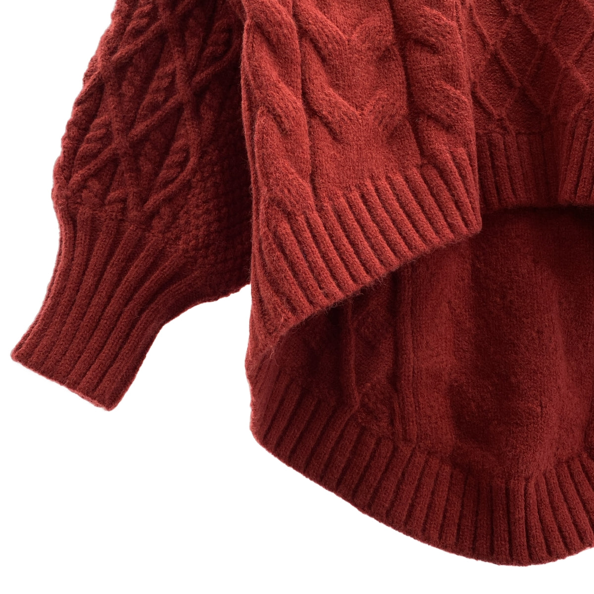 【美品】  Re:poris / レポリス | ウール オーバーシルエット ケーブル アラン ニット セーター | F | ボルドー | レディース