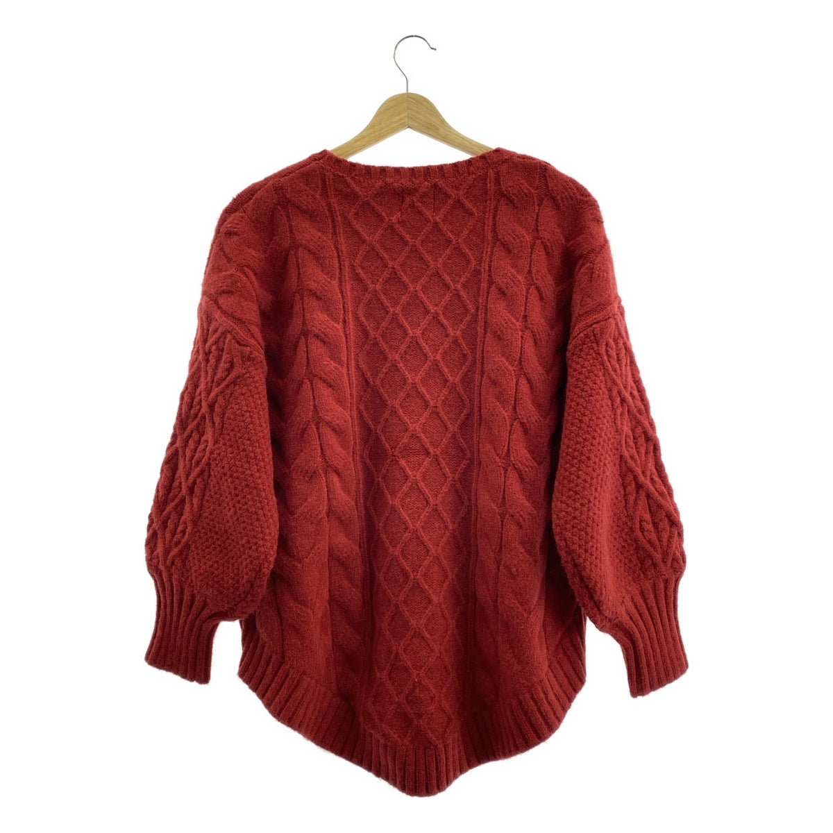 【美品】  Re:poris / レポリス | ウール オーバーシルエット ケーブル アラン ニット セーター | F | ボルドー | レディース