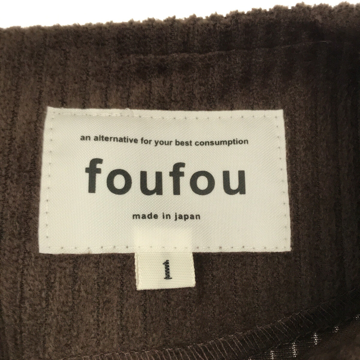 [Good Condition] foufou | 2020 | corduroy crew neck one piece | 1 | Brown | Women's