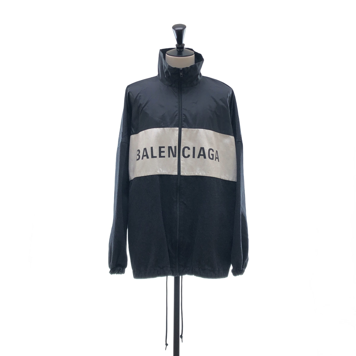 BALENCIAGA / バレンシアガ | ロゴ ブラックデニム ドローストリング オーバージャケット / メッシュ総裏地 / 529213 | 34 | メンズ