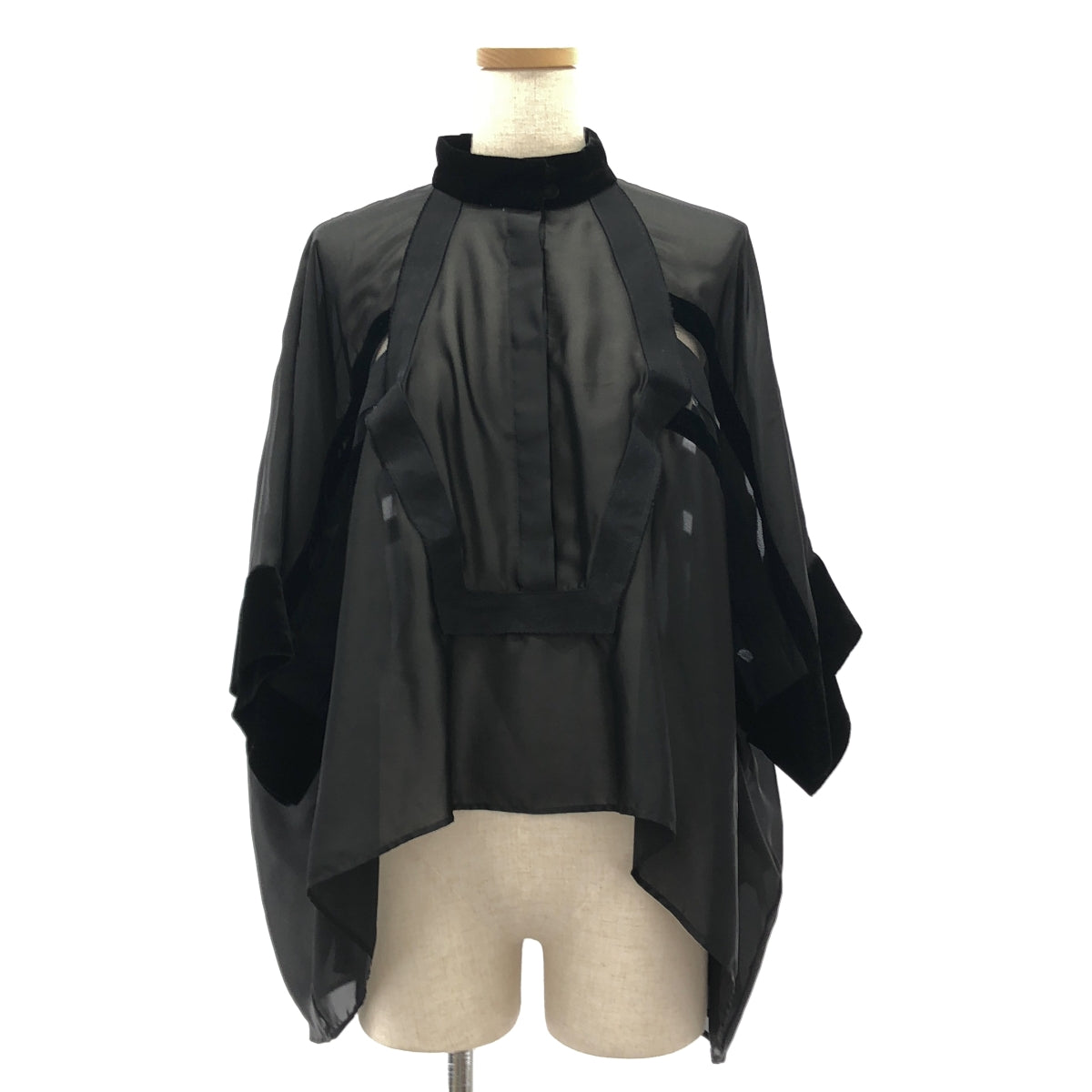 sacai | 絲絨網眼袖透視襯衫 | 尺寸 2 | 女款