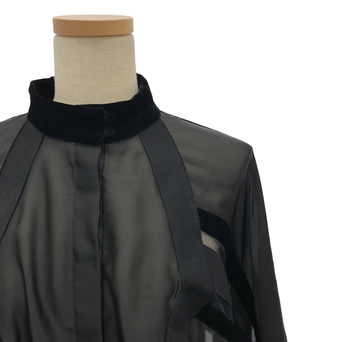 sacai | 絲絨網眼袖透視襯衫 | 尺寸 2 | 女款