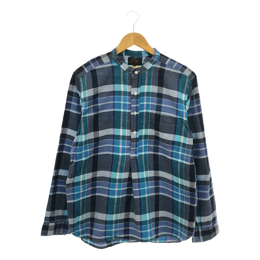 BEAMS PLUS | Check band collar pullover shirt | M | Men's