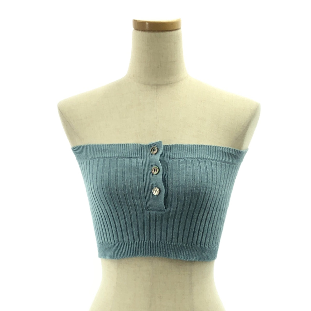 【美品】  Ernie Palo / アーニーパロ | Wide Rib Knit Bandeau / コットン リネン リブ ニット ビスチェ | 36 | ブルー | レディース
