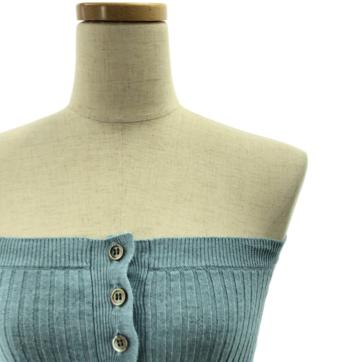 【美品】  Ernie Palo / アーニーパロ | Wide Rib Knit Bandeau / コットン リネン リブ ニット ビスチェ | 36 | ブルー | レディース