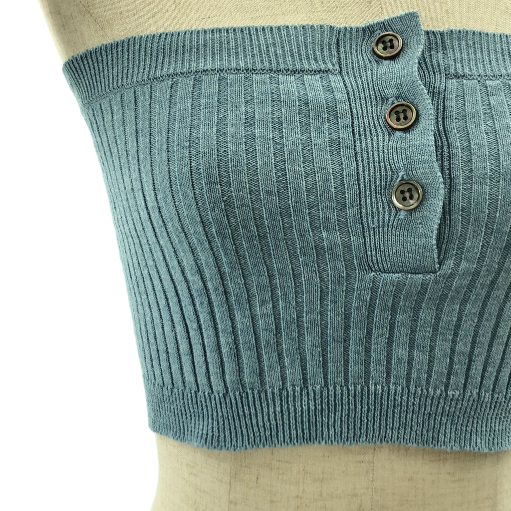 【미품】 Ernie Palo / 어니 파로 | Wide Rib Knit Bandeau / 코튼 린넨 리브 니트 비스체 | 36 | 블루 | 여성