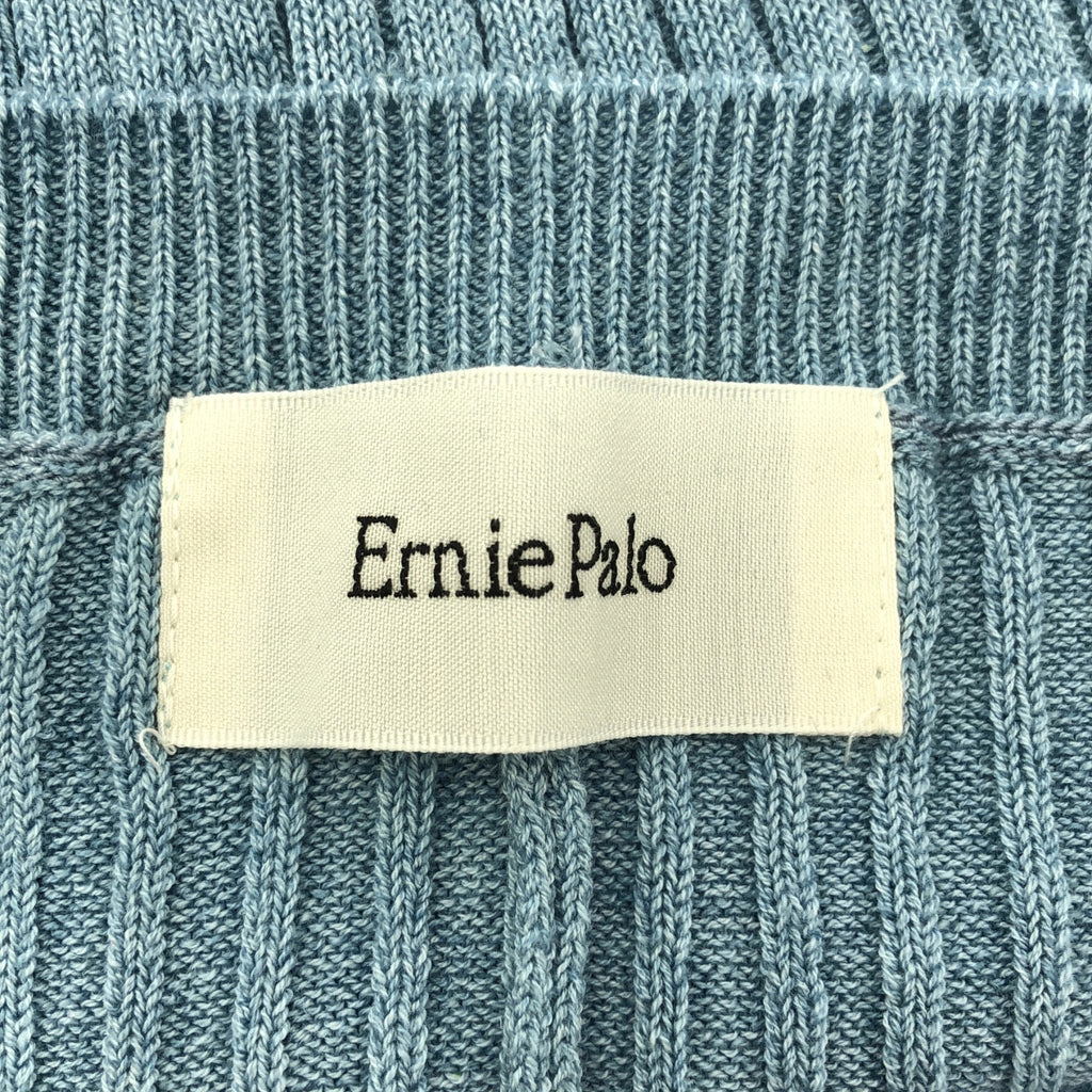 【미품】 Ernie Palo / 어니 파로 | Wide Rib Knit Bandeau / 코튼 린넨 리브 니트 비스체 | 36 | 블루 | 여성