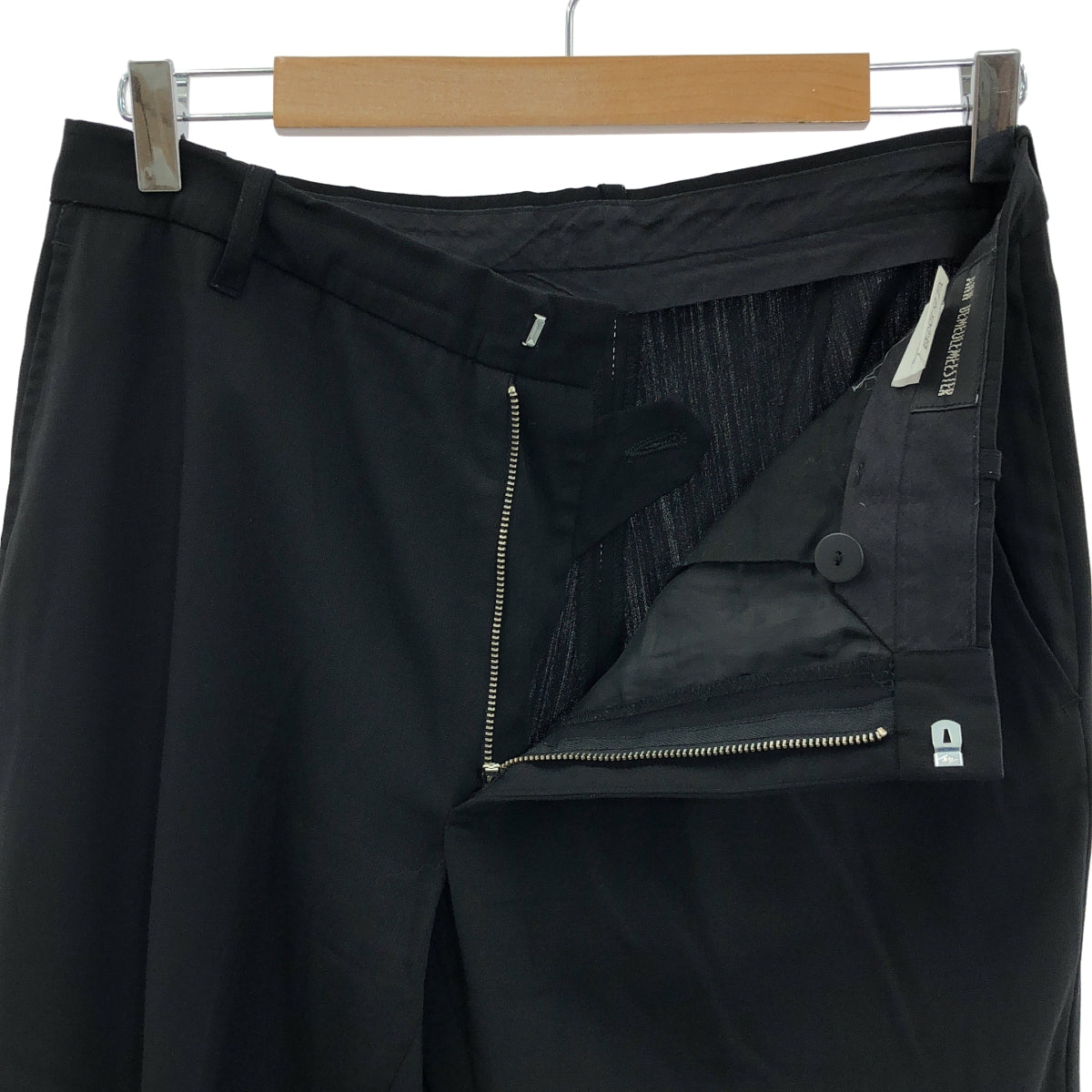 ANN DEMEULEMEESTER / アンドゥムルメステール | オリゾンティタグ ウール ナイロン ストレート スラックス | S | ブラック | メンズ