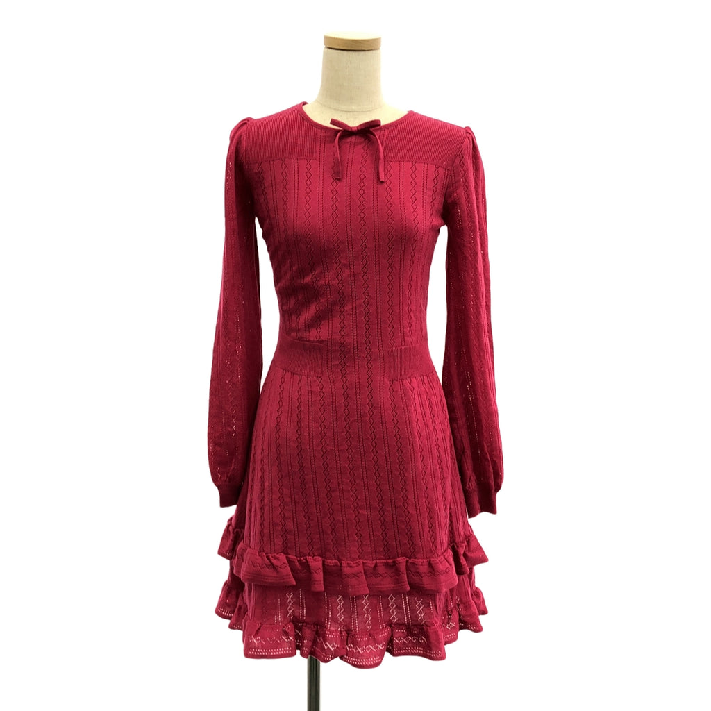 RED VALENTINO / レッドヴァレンティノ | レース ドッキング ニット ワンピース | XS | ピンク | レディース