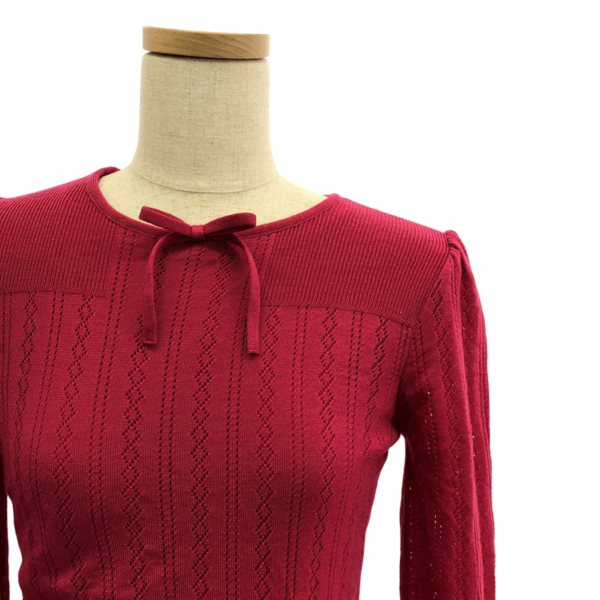 RED VALENTINO / レッドヴァレンティノ | レース ドッキング ニット ワンピース | XS | ピンク | レディース