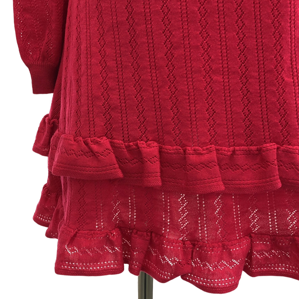 RED VALENTINO / レッドヴァレンティノ | レース ドッキング ニット ワンピース | XS | ピンク | レディース