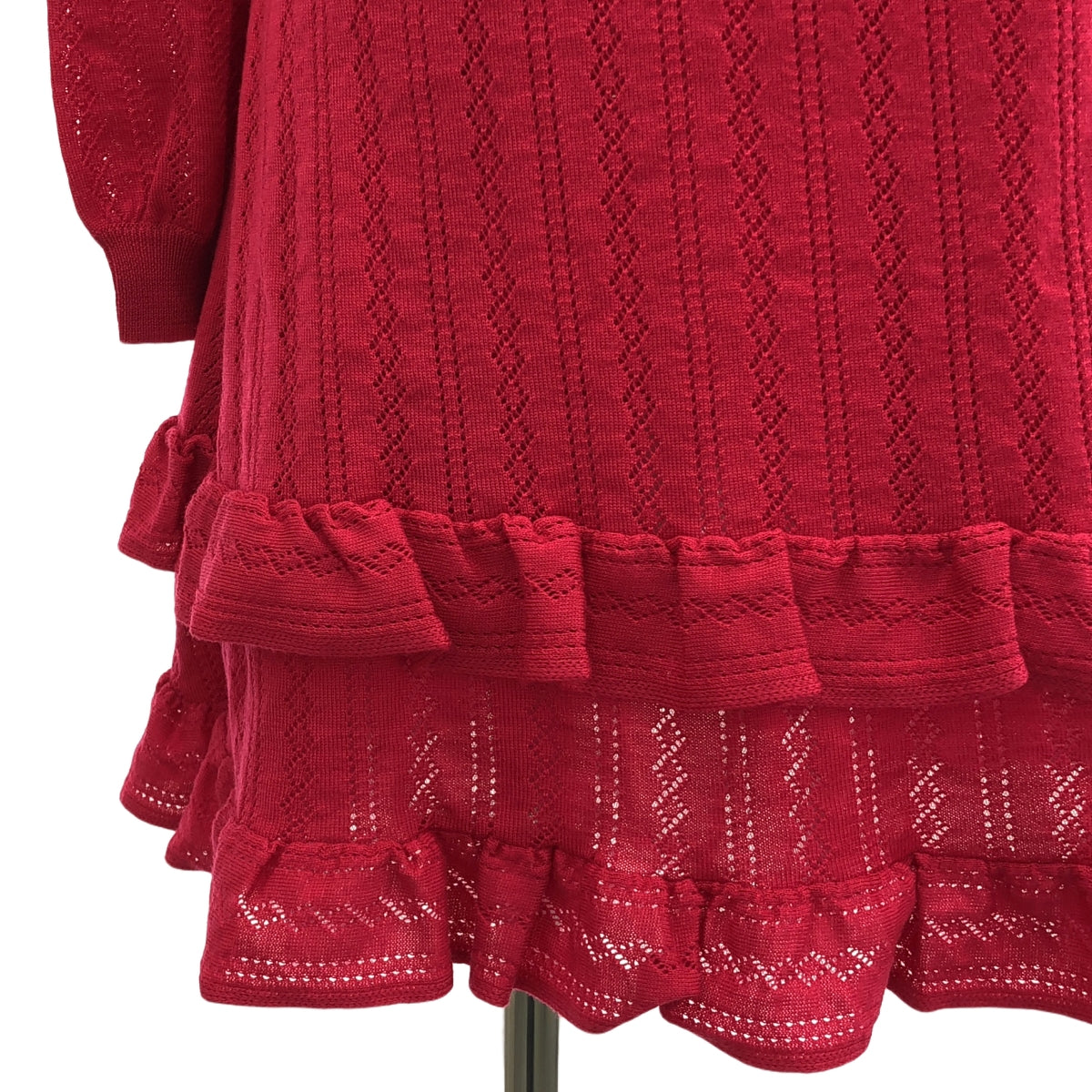 RED VALENTINO / レッドヴァレンティノ | レース ドッキング ニット ワンピース | XS | ピンク | レディース