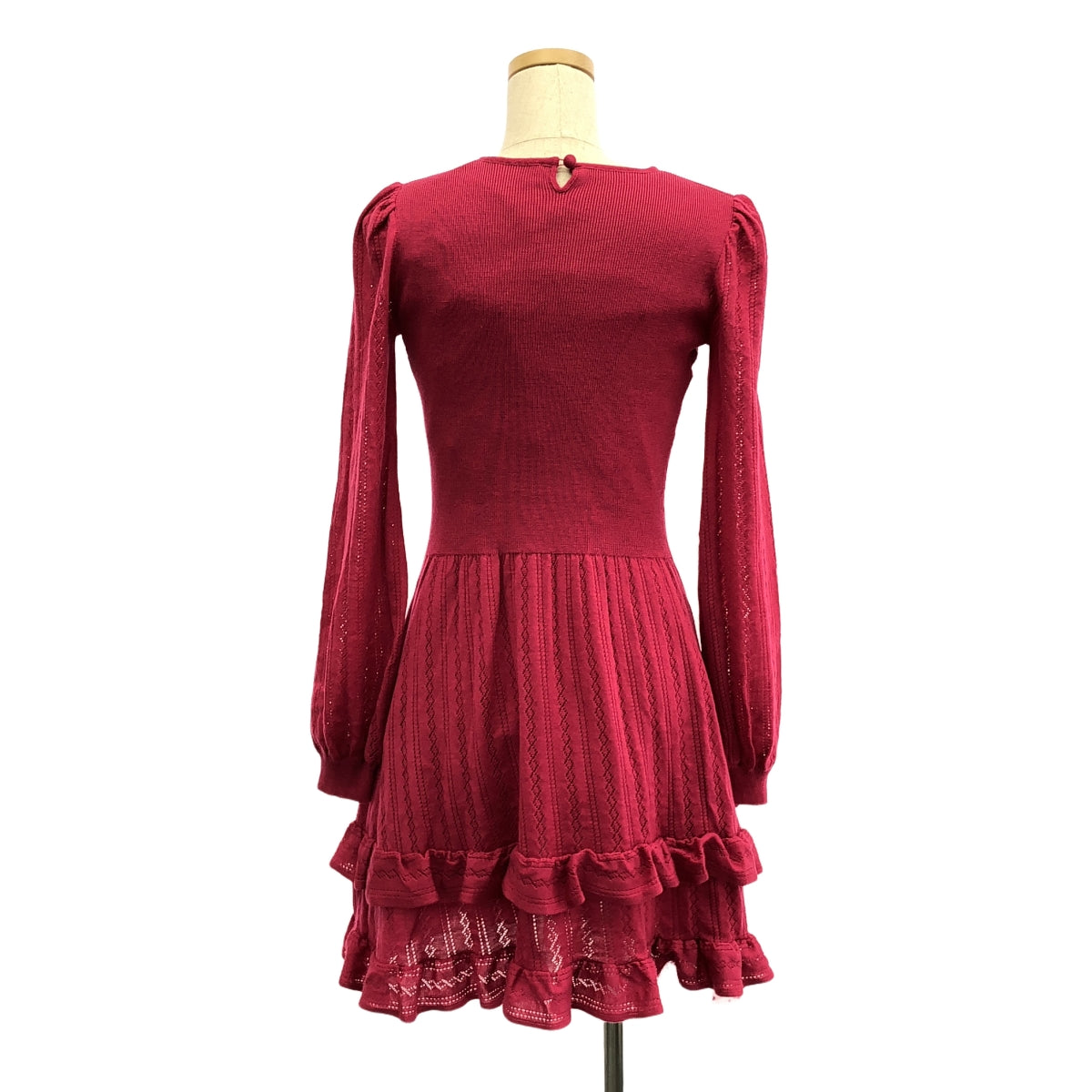RED VALENTINO / レッドヴァレンティノ | レース ドッキング ニット ワンピース | XS | ピンク | レディース