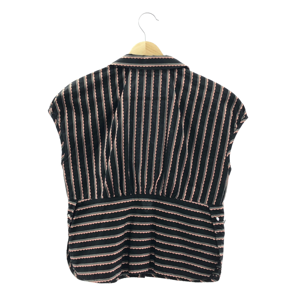 mina perhonen / 미나펠호넨 | frill 자수 민소매 블라우스 | 블랙/핑크 | 여성