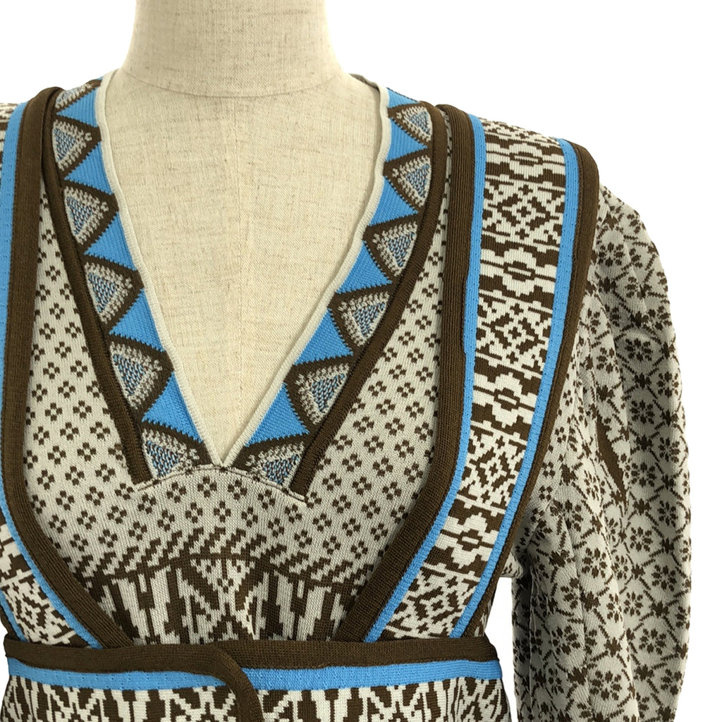 [新] Mame Kurogouchi | 2022秋冬 |費爾島針織連身裙 |提花針織連身裙 | 2 |棕色 |女性的