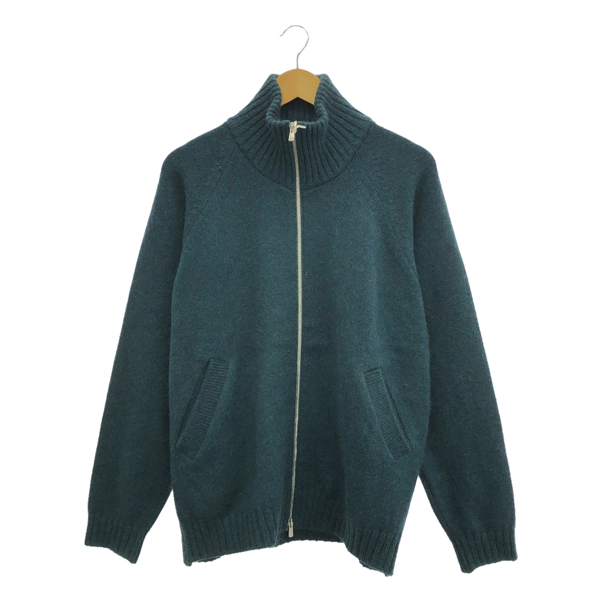 【美品】  ATON / エイトン | ウール モヘヤ ドライバーズ ニット ジャケット | 04 | green | メンズ
