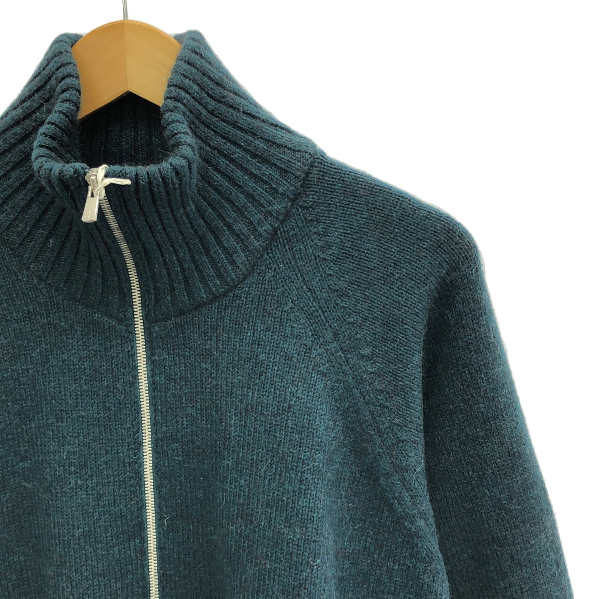【美品】  ATON / エイトン | ウール モヘヤ ドライバーズ ニット ジャケット | 04 | green | メンズ