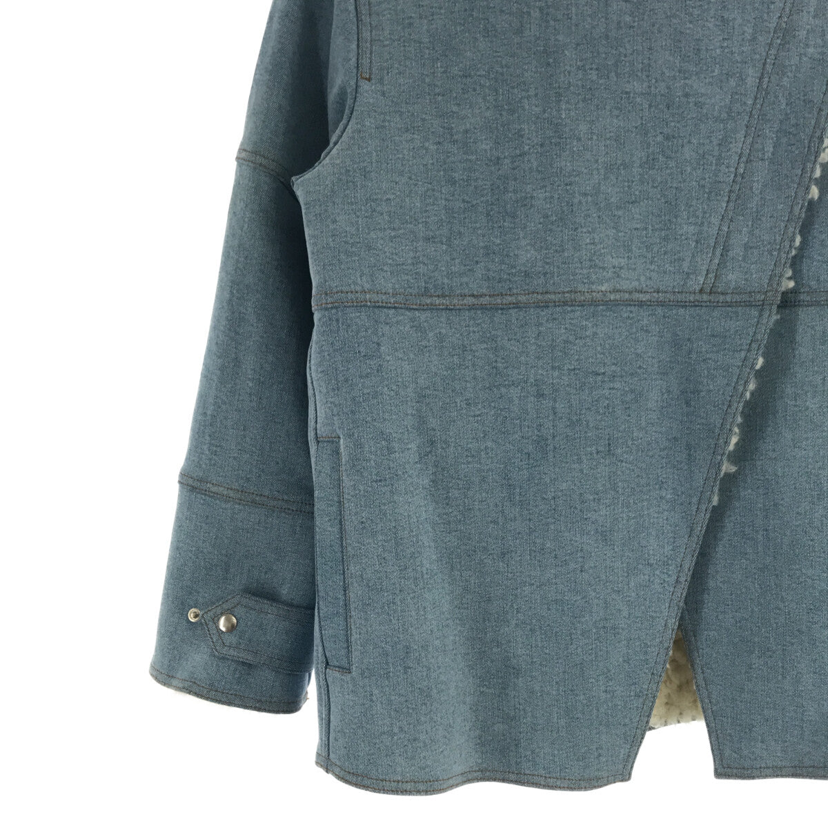 【미품】 STELLA McCARTNEY / 스텔라 맥카트니 | FUR FREE FUR 데님 안감 보아 하이넥 재킷 | 36 | 인디고 | 여성