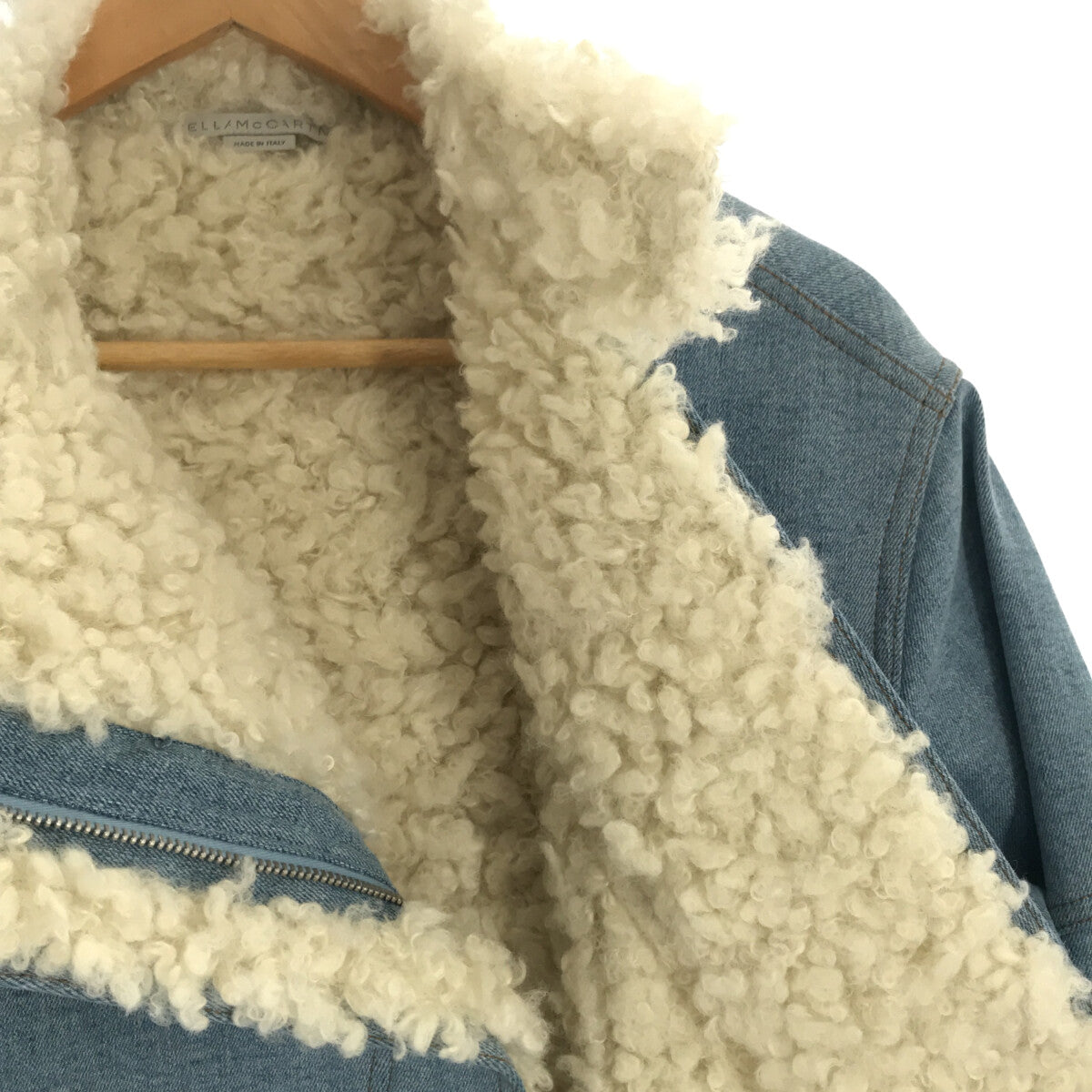 【미품】 STELLA McCARTNEY / 스텔라 맥카트니 | FUR FREE FUR 데님 안감 보아 하이넥 재킷 | 36 | 인디고 | 여성