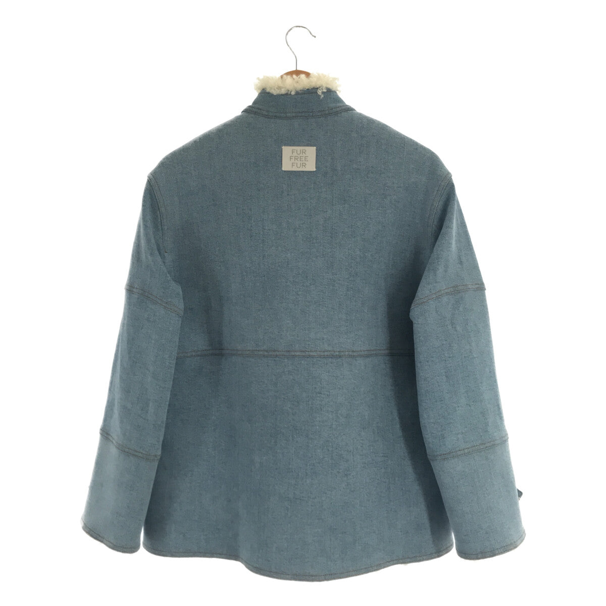 【미품】 STELLA McCARTNEY / 스텔라 맥카트니 | FUR FREE FUR 데님 안감 보아 하이넥 재킷 | 36 | 인디고 | 여성