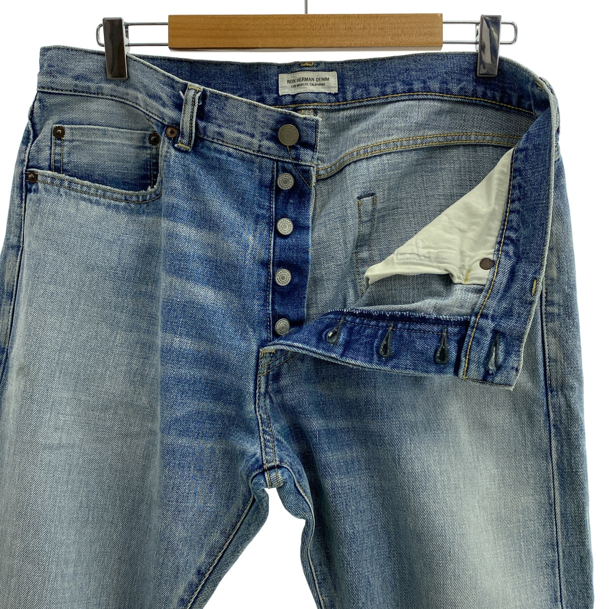 Ron Herman | 牛仔褲 | 做舊皮革貼布鑲邊牛仔褲 | L碼 | 男款