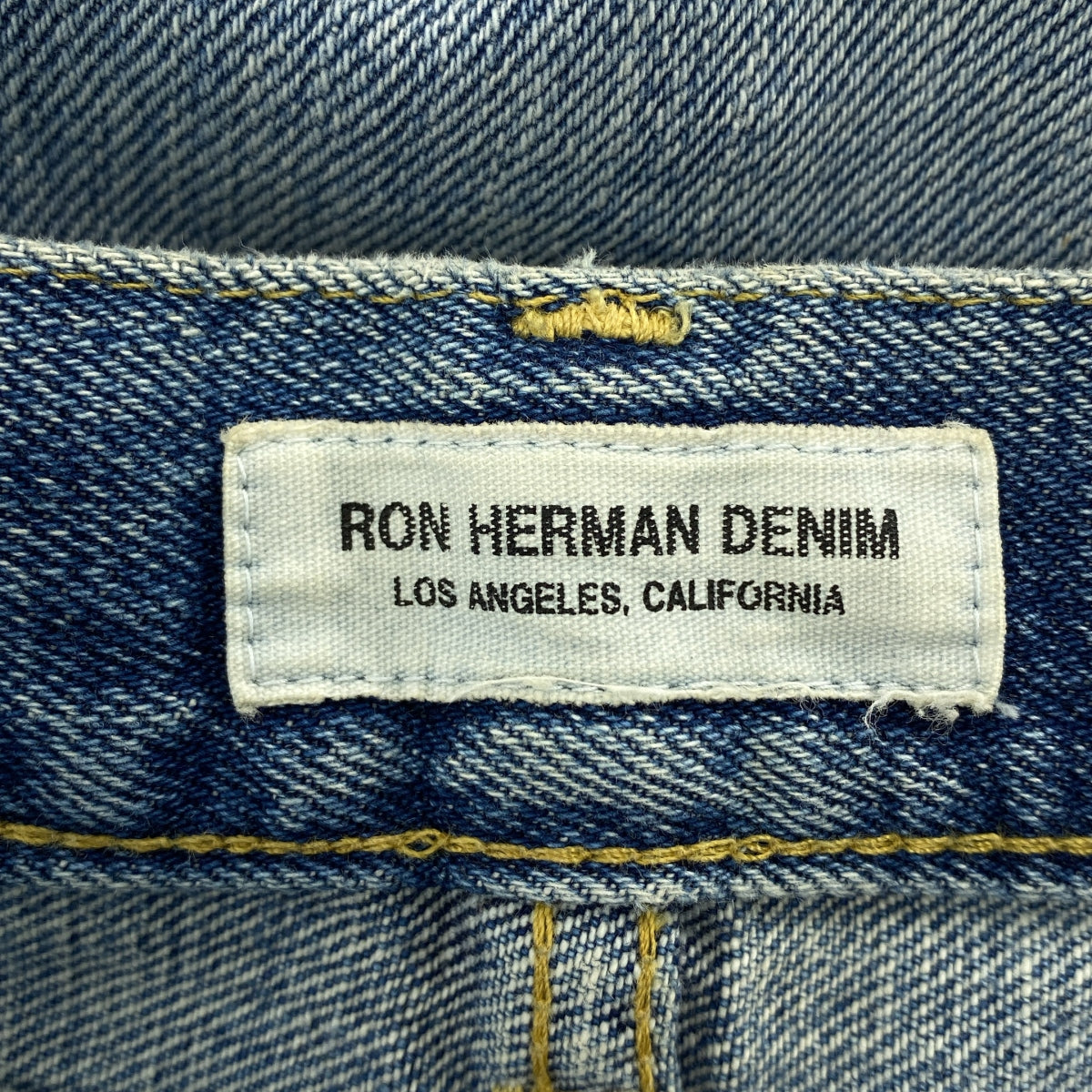 Ron Herman / ロンハーマン | denim pants / ダメージ加工 レザーパッチ セルビッチ デニム パンツ | L | メンズ