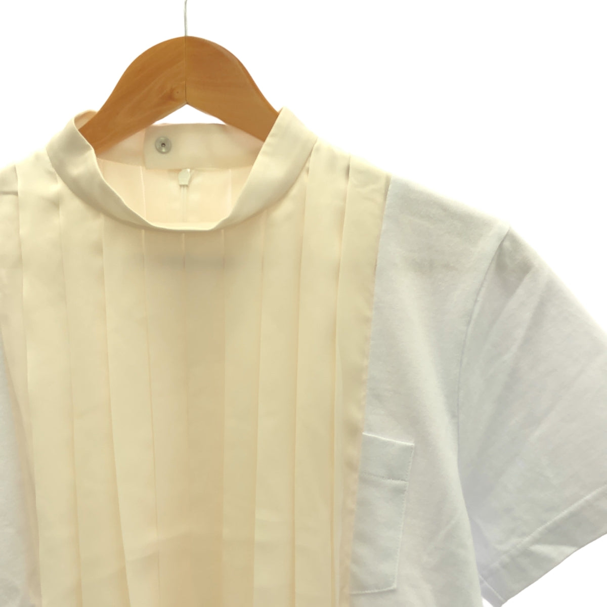 sacai / Sacai | 2025SS | 棉質平紋針織 x 緞面 T 卹褶飾上衣 | 2 | 女款