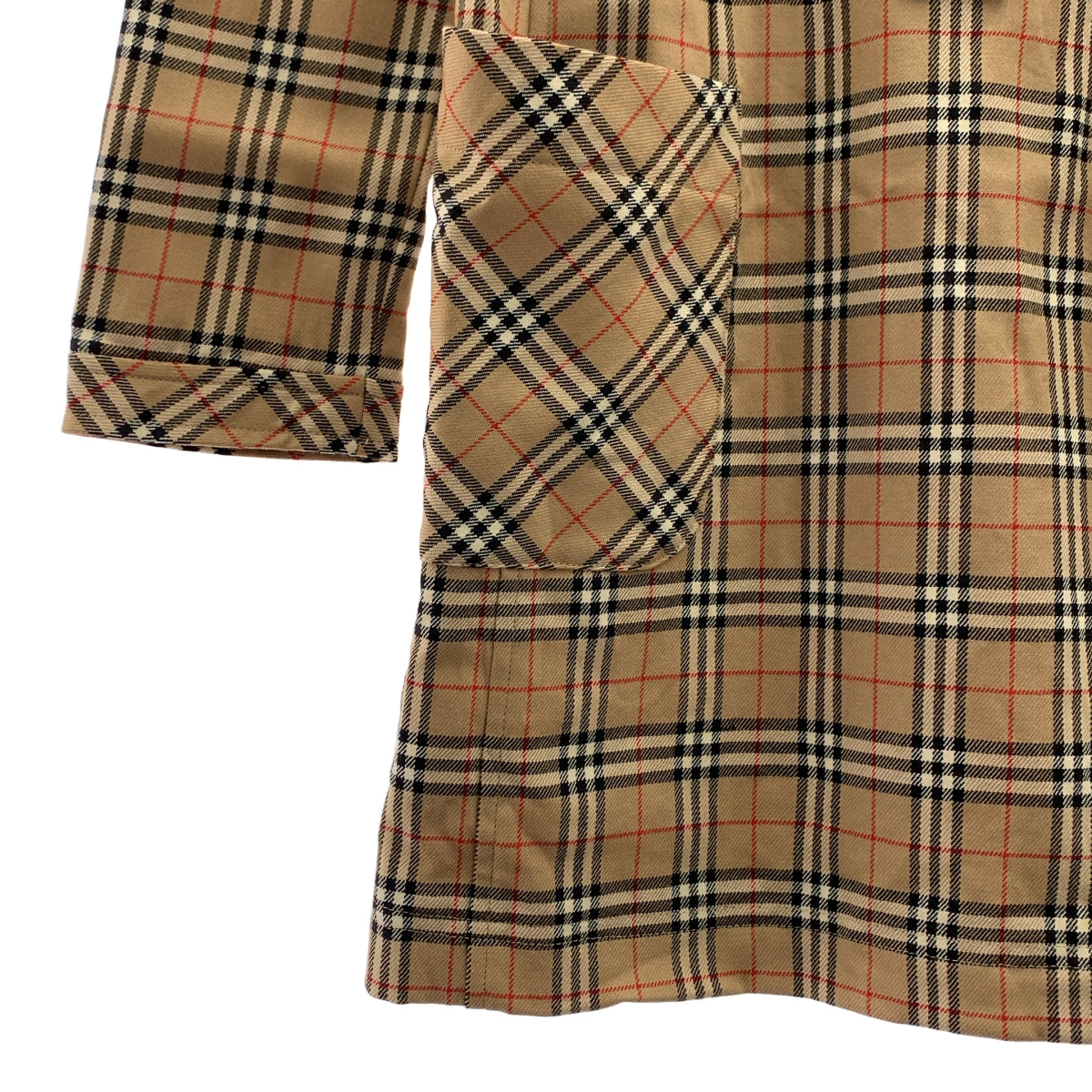 BURBERRY ノバチェック ウール リボン シャツワンピース 36 ブラウン BURBERRY ノバチェック ウール リボン シャツワンピース 36 ブラウンの