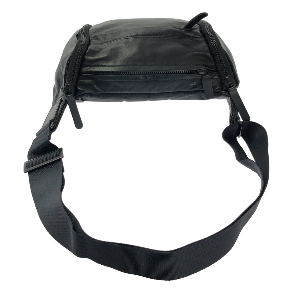 【미품】YOHJI YAMAMOTO POUR HOMME / 요우지야마모토풀 옴므 | 2023AW | SCRATCHED HORSE LEATHER SHOULDER BAG 호스 레더 숄더백 | 블랙 |