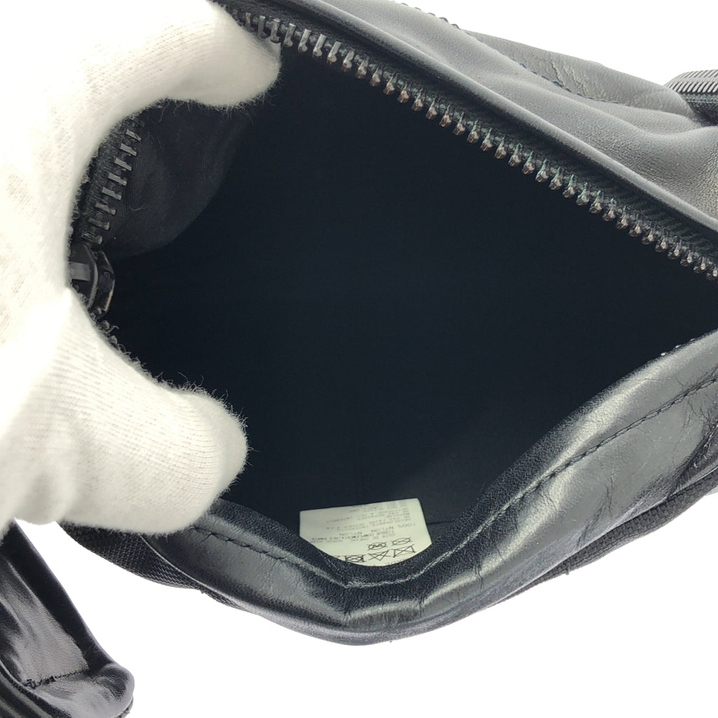 【미품】YOHJI YAMAMOTO POUR HOMME / 요우지야마모토풀 옴므 | 2023AW | SCRATCHED HORSE LEATHER SHOULDER BAG 호스 레더 숄더백 | 블랙 |