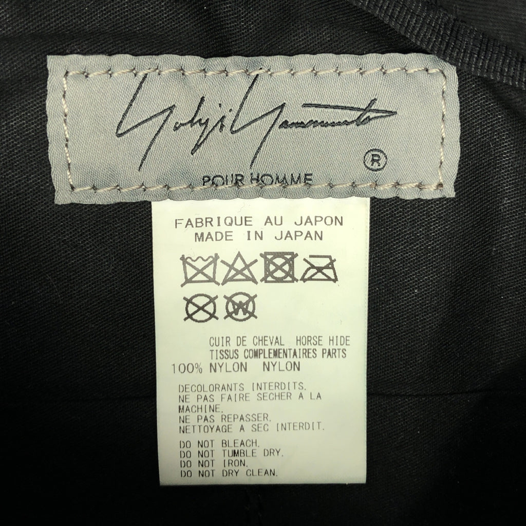 【미품】YOHJI YAMAMOTO POUR HOMME / 요우지야마모토풀 옴므 | 2023AW | SCRATCHED HORSE LEATHER SHOULDER BAG 호스 레더 숄더백 | 블랙 |
