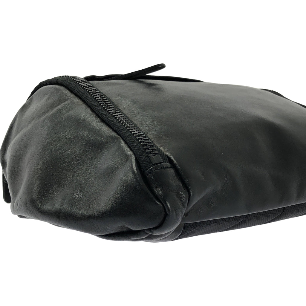 【미품】YOHJI YAMAMOTO POUR HOMME / 요우지야마모토풀 옴므 | 2023AW | SCRATCHED HORSE LEATHER SHOULDER BAG 호스 레더 숄더백 | 블랙 |